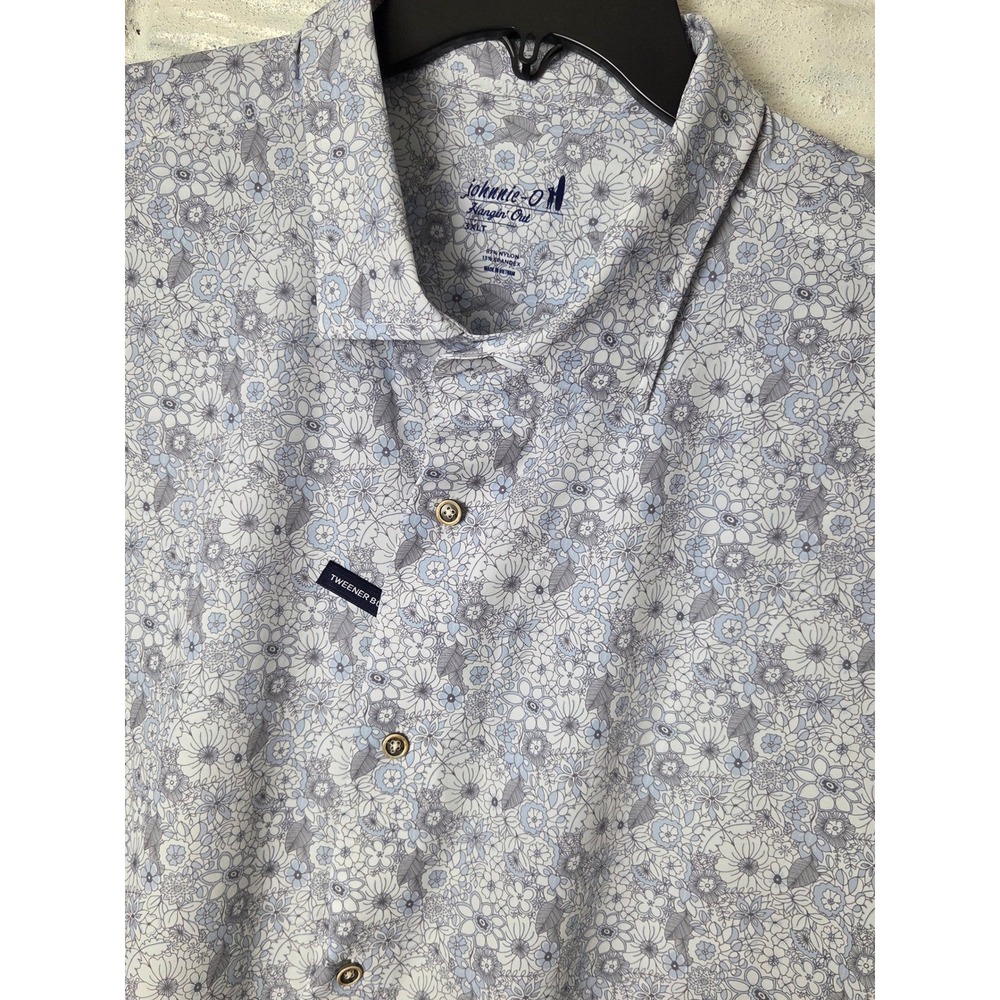 Johnnie-O Hangin Out button up shirt Men's 3XLT Tall Floral Nylon Stretch NWT
